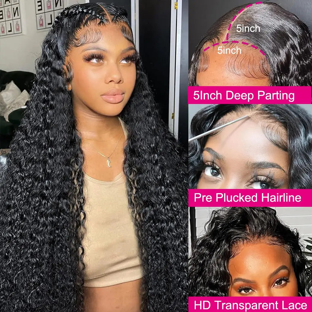 Deep Wave Glueless Wig – Human Hair, Pre-Cut Lace, Ready to Wear