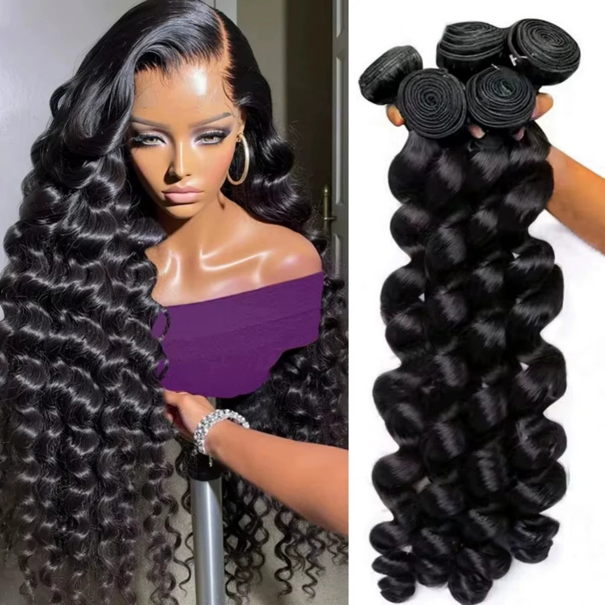 30 40 Inch Loose Wave Bundles 3 4 5pcs Raw Virgin Unprocessed Human Hair Brazilian Deep Extensions
