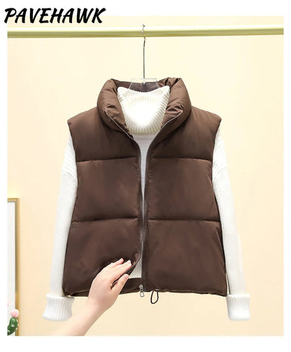 Women's Puffer Vest – Sleeveless Stand Collar Down Gilet