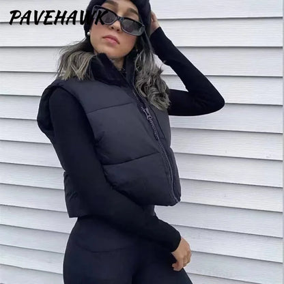 Women's Puffer Vest – Sleeveless Stand Collar Down Gilet