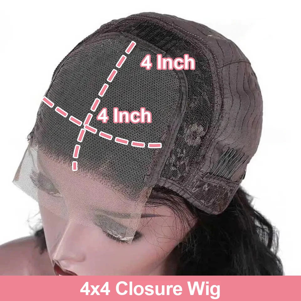 Water Wave Short Bob Wig – 4x4 & 13x4 Lace Front Human Hair, 200% & 250% Density