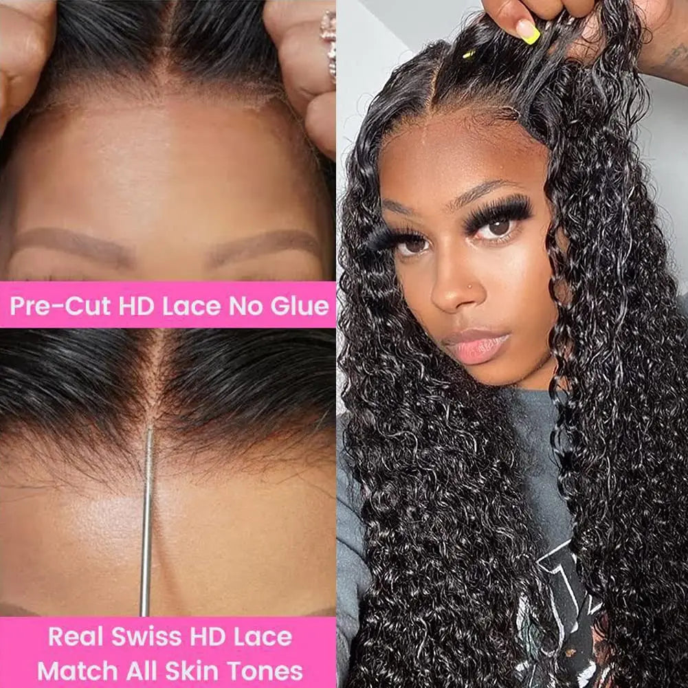 Deep Wave Glueless Wig – Human Hair, Pre-Cut Lace, Ready to Wear