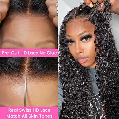 Deep Wave Glueless Wig – Human Hair, Pre-Cut Lace, Ready to Wear