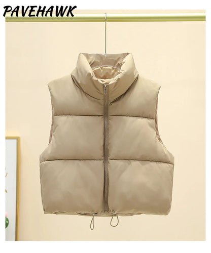 Women's Puffer Vest – Sleeveless Stand Collar Down Gilet