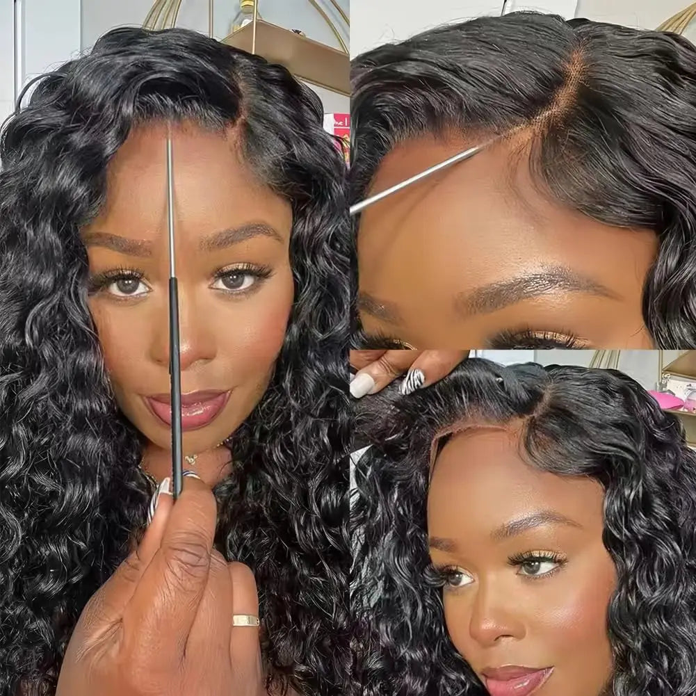 Deep Wave Glueless Wig – Human Hair, Pre-Cut Lace, Ready to Wear