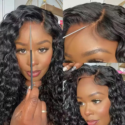 Deep Wave Glueless Wig – Human Hair, Pre-Cut Lace, Ready to Wear