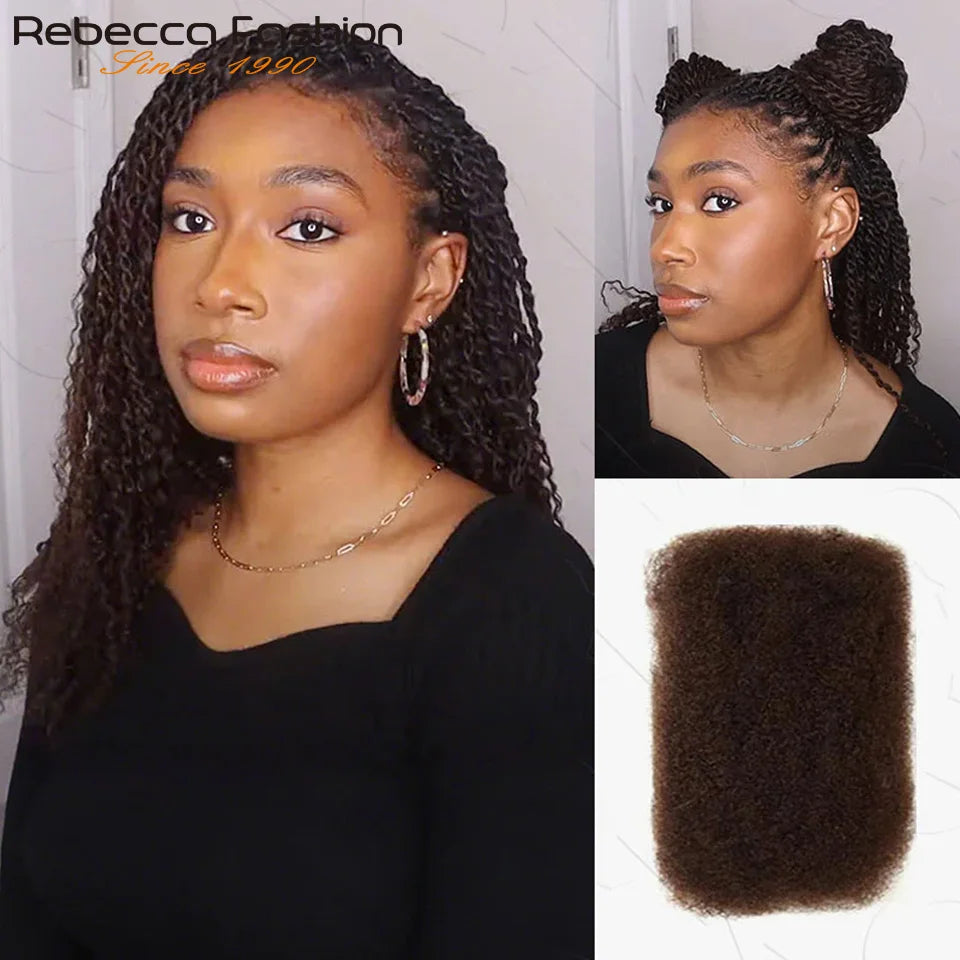 Afro Kinky Curly Bulk Human Hair Braiding Qvr Remy No Attachment - Soft