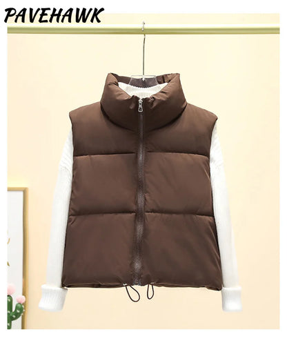 Women's Puffer Vest – Sleeveless Stand Collar Down Gilet