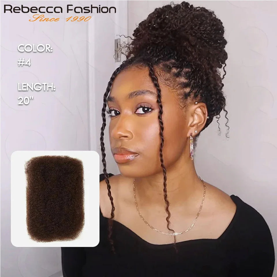 Afro Kinky Curly Bulk Human Hair Braiding Qvr Remy No Attachment - Soft