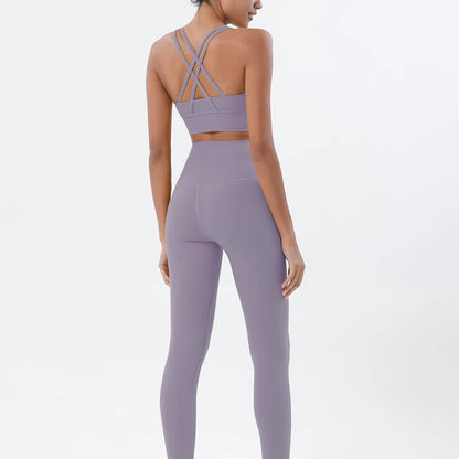 Women's Nylon Yoga Set – Sports Bra & Leggings 2-Piece