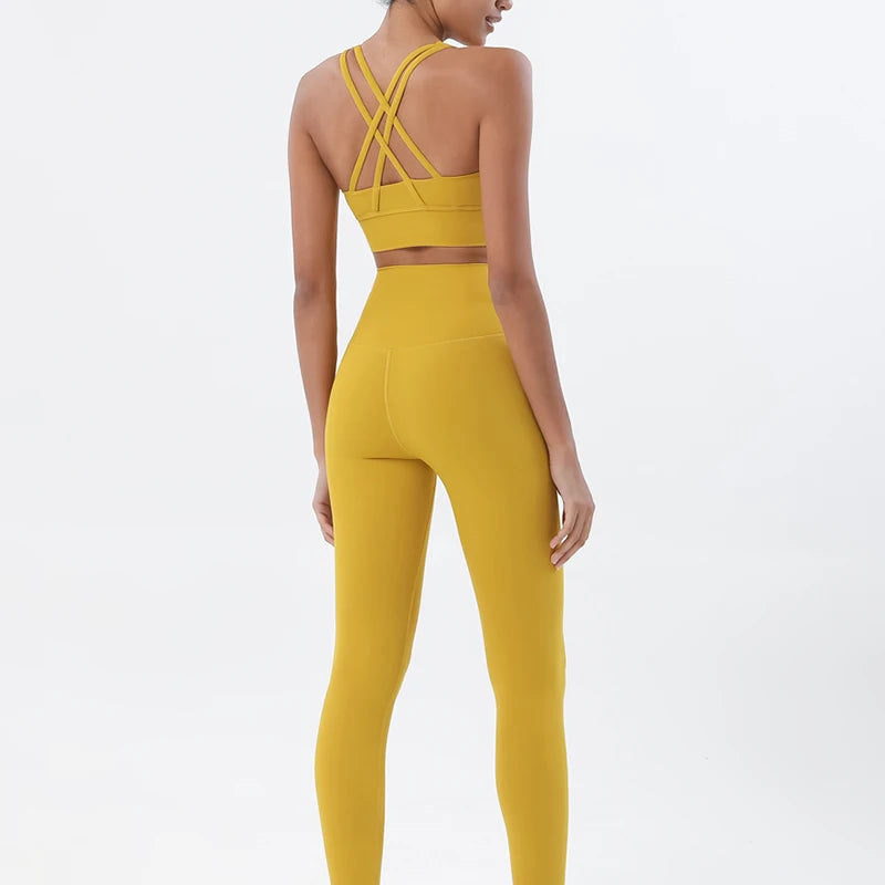Women's Nylon Yoga Set – Sports Bra & Leggings 2-Piece