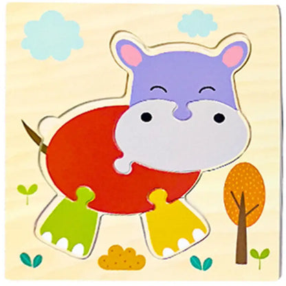 Wooden 3D Animal Puzzle for Babies – Educational Jigsaw Toy