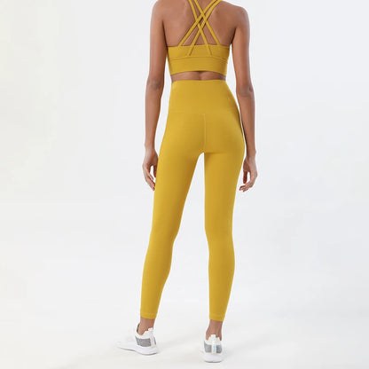 Women's Nylon Yoga Set – Sports Bra & Leggings 2-Piece