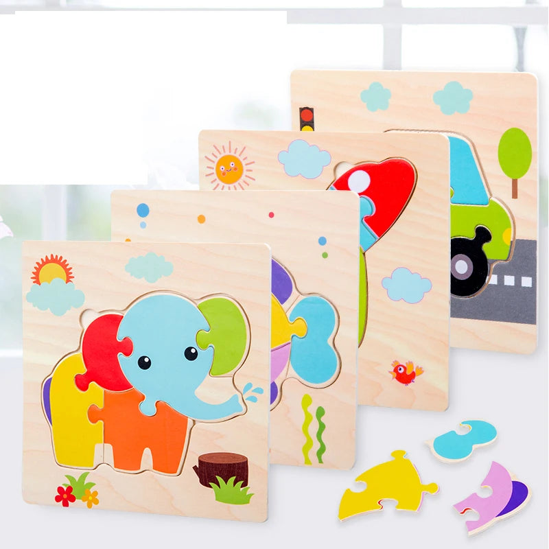 Wooden 3D Animal Puzzle for Babies – Educational Jigsaw Toy