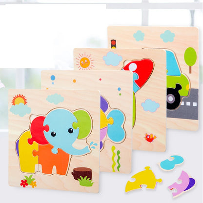 Wooden 3D Animal Puzzle for Babies – Educational Jigsaw Toy