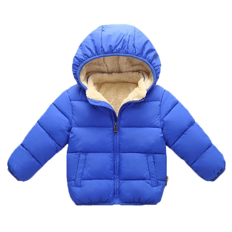 Kids Winter Hooded Puffer Jacket – Thick Fleece-Lined Coat for Boys & Girls