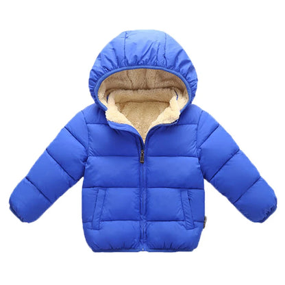 Kids Winter Hooded Puffer Jacket – Thick Fleece-Lined Coat for Boys & Girls