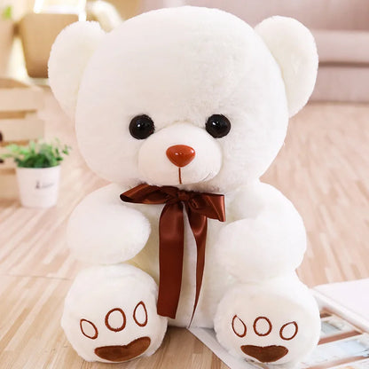 Teddy Bear Plush Stuffed Animal with Bow – Soft Huggable Doll
