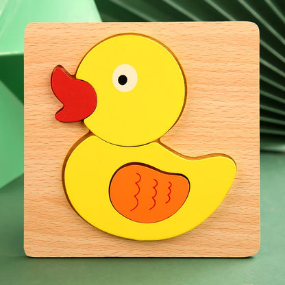 3D Wooden Puzzle for Kids – Cartoon Animal Jigsaw Learning Toy