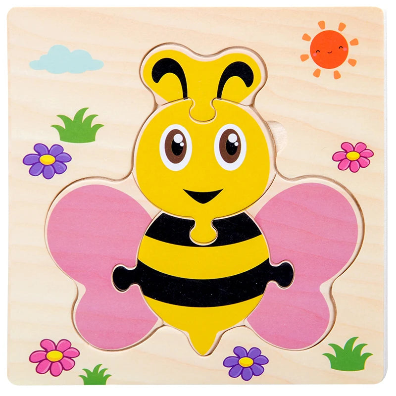 Wooden 3D Animal Puzzle for Babies – Educational Jigsaw Toy
