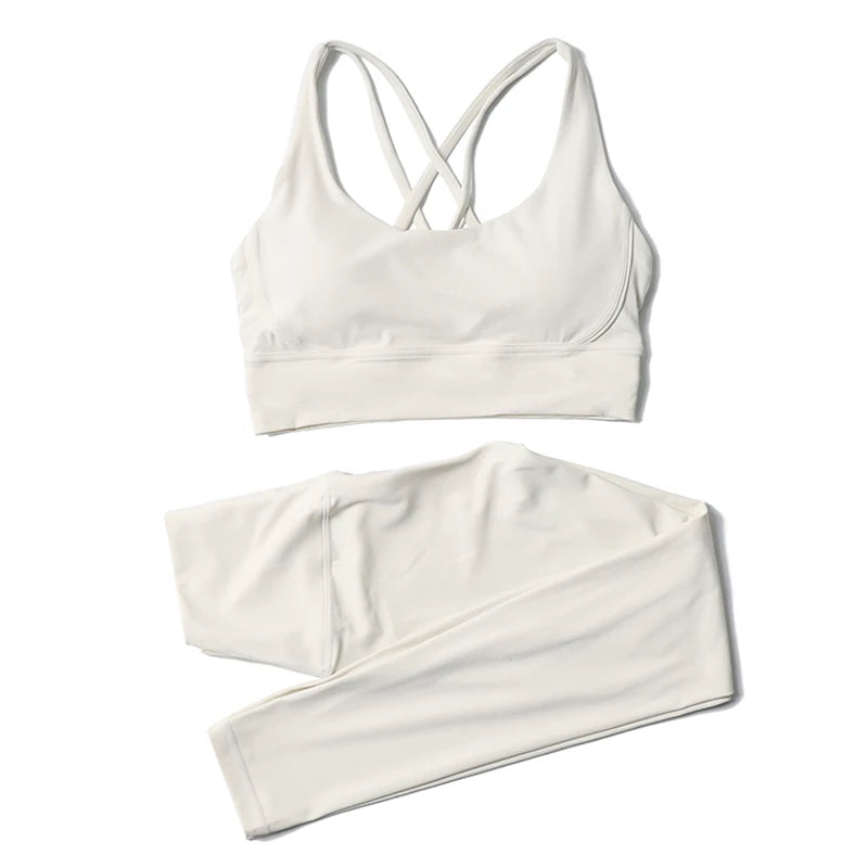 Women's Nylon Yoga Set – Sports Bra & Leggings 2-Piece