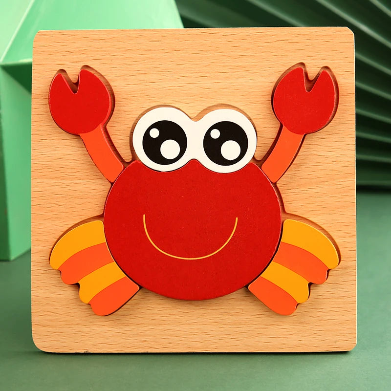 3D Wooden Puzzle for Kids – Cartoon Animal Jigsaw Learning Toy