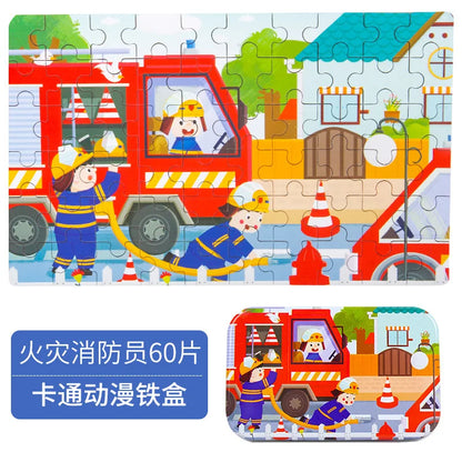 60-Piece Wooden Jigsaw Puzzle for Kids – Cartoon Ocean Animals