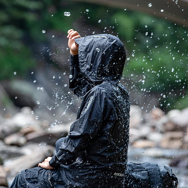 ROCKBROS Waterproof Cycling Jacket – Men's Hooded Raincoat