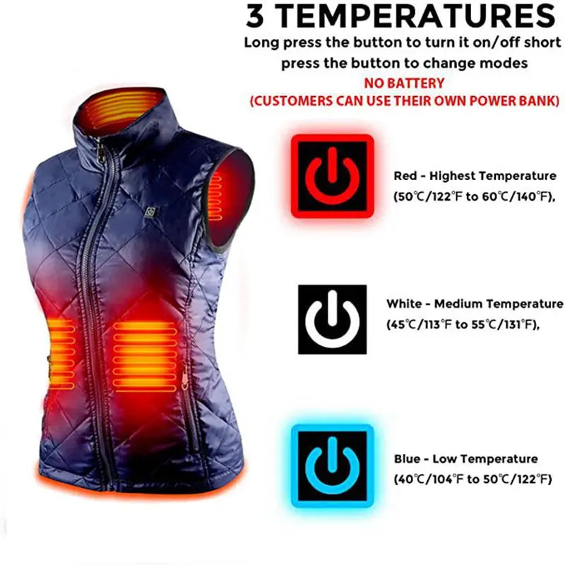 Women's USB Electric Heated Vest – Infrared Thermal Warming Jacket