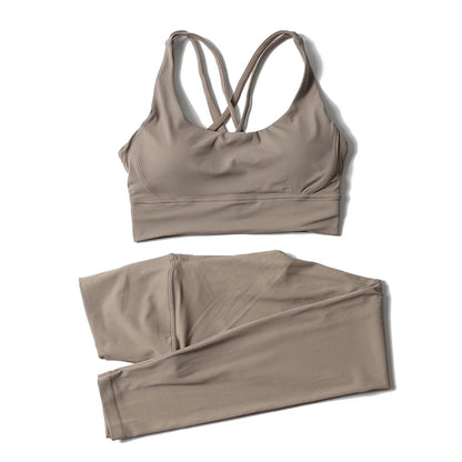 Women's Nylon Yoga Set – Sports Bra & Leggings 2-Piece