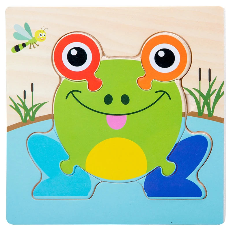 Wooden 3D Animal Puzzle for Babies – Educational Jigsaw Toy