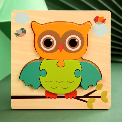 3D Wooden Puzzle for Kids – Cartoon Animal Jigsaw Learning Toy