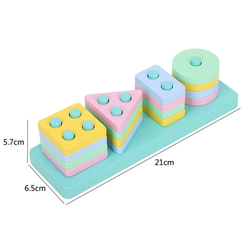 Montessori Wooden Shape Sorting Stacking Toy for Toddlers