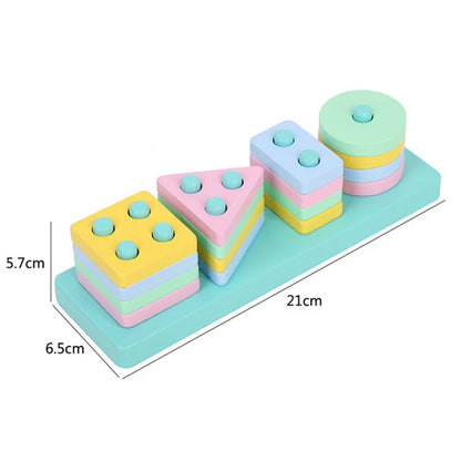 Montessori Wooden Shape Sorting Stacking Toy for Toddlers
