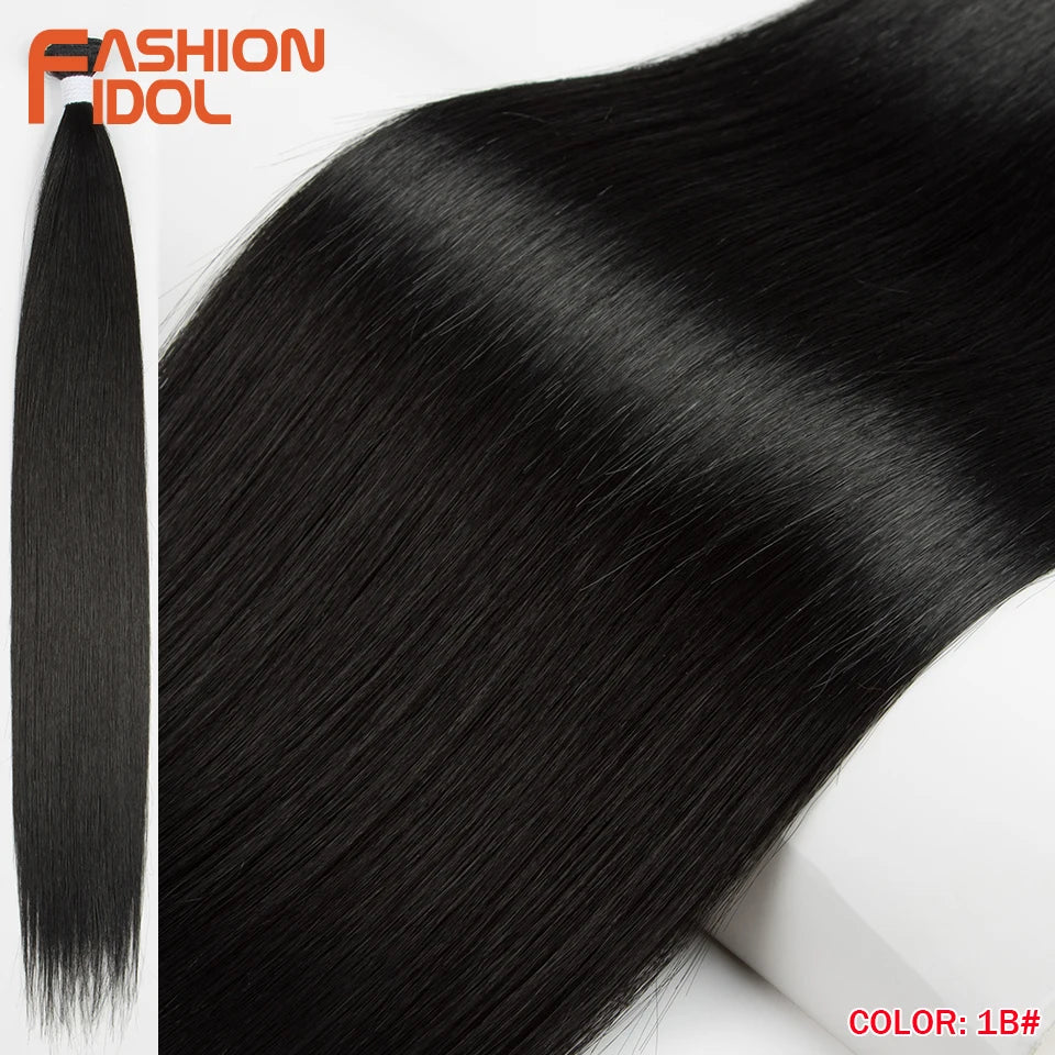 Bone Straight Hair Extensions Ombre Blonde Bundles Super Long Synthetic 24 Inch Full End Idol
