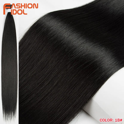 Bone Straight Hair Extensions Ombre Blonde Bundles Super Long Synthetic 24 Inch Full End Idol