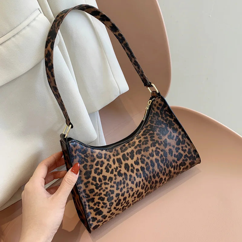 Animal Print PU Leather Shoulder Bag for Women