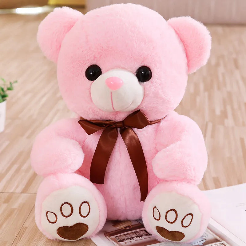 Teddy Bear Plush Stuffed Animal with Bow – Soft Huggable Doll