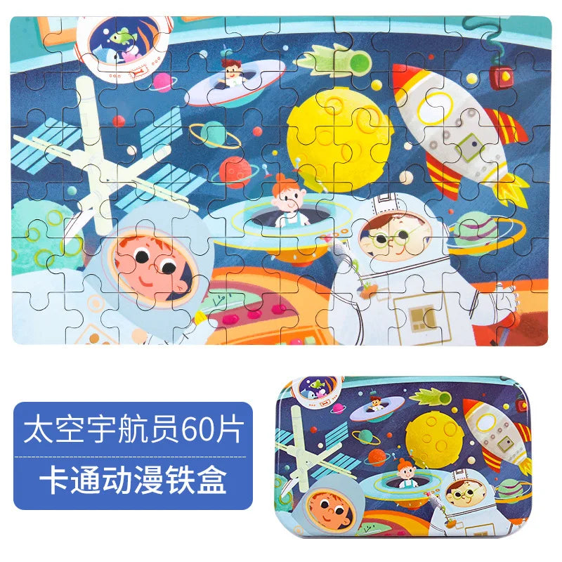 60-Piece Wooden Jigsaw Puzzle for Kids – Cartoon Ocean Animals