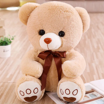 Teddy Bear Plush Stuffed Animal with Bow – Soft Huggable Doll