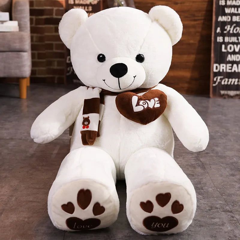 Large Teddy Bear Plush Toy with Scarf & Love Heart – 31.5in Gift