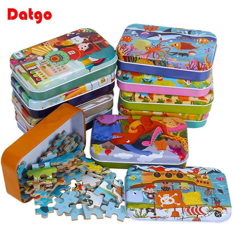 60-Piece Wooden Jigsaw Puzzle for Kids – Cartoon Ocean Animals