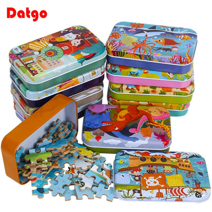 60-Piece Wooden Jigsaw Puzzle for Kids – Cartoon Ocean Animals