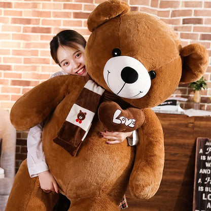 Large Teddy Bear Plush Toy with Scarf & Love Heart – 31.5in Gift