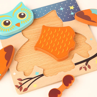 3D Wooden Puzzle for Kids – Cartoon Animal Jigsaw Learning Toy