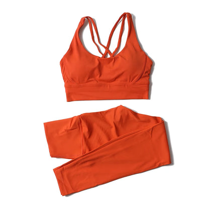 Women's Nylon Yoga Set – Sports Bra & Leggings 2-Piece