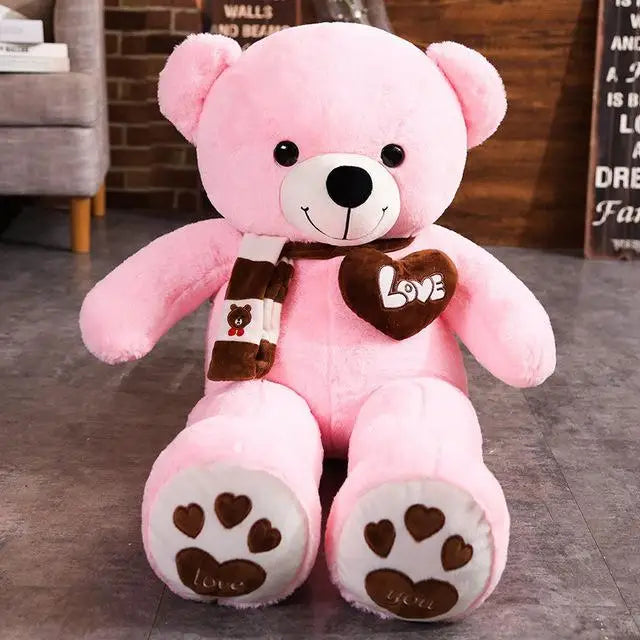 Large Teddy Bear Plush Toy with Scarf & Love Heart – 31.5in Gift