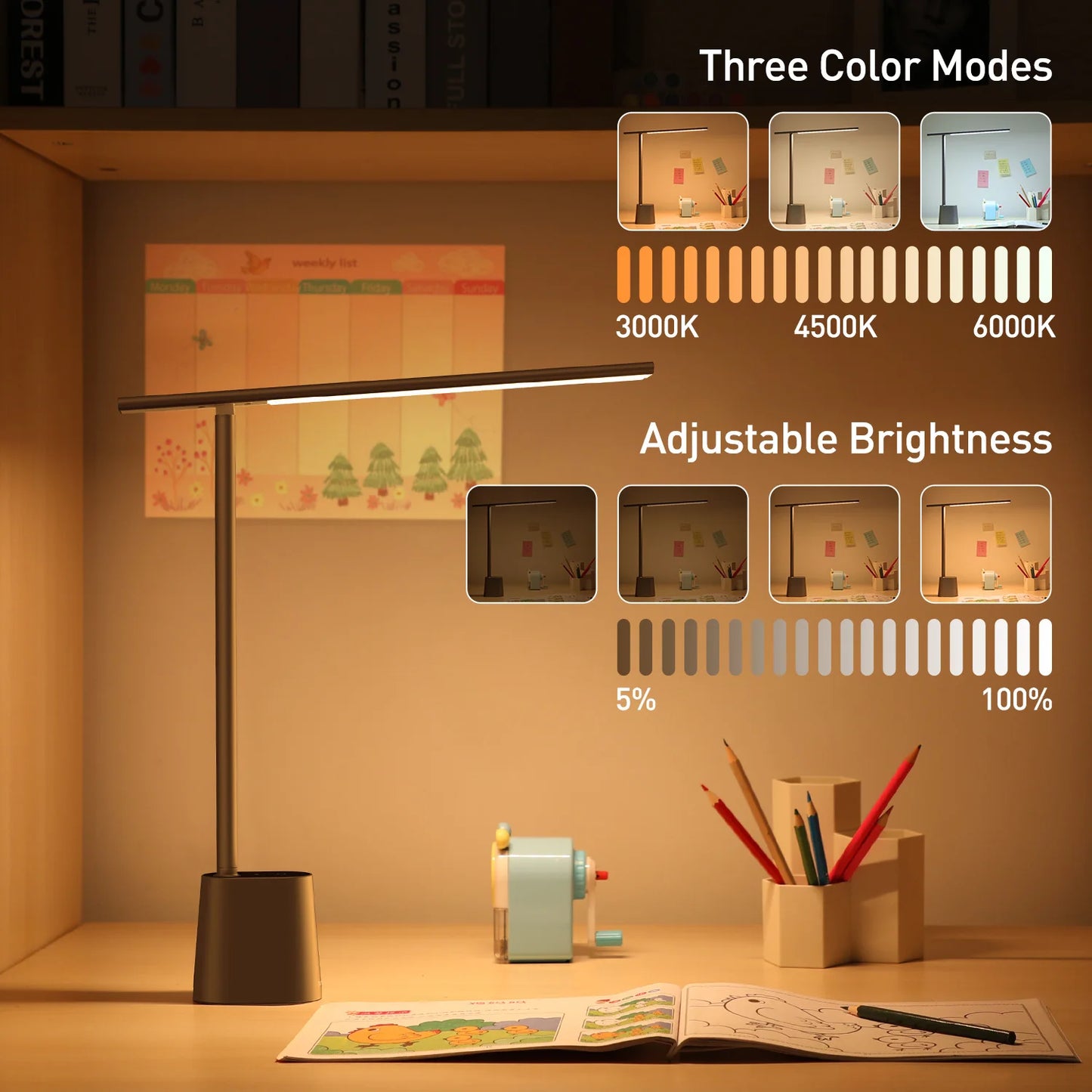 Baseus Led Desk Lamp Eye Protection Study Dimmable Office Light Foldable Table Smart Adaptive