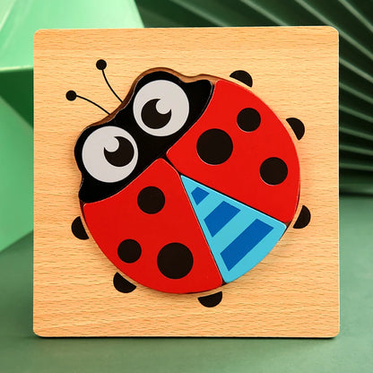 3D Wooden Puzzle for Kids – Cartoon Animal Jigsaw Learning Toy