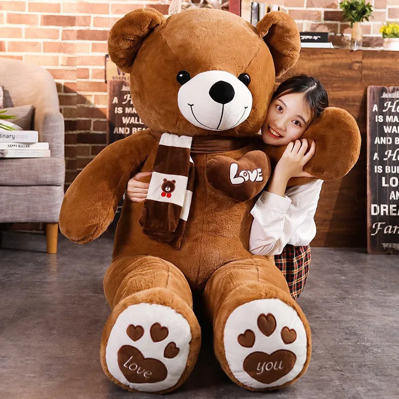 Large Teddy Bear Plush Toy with Scarf & Love Heart – 31.5in Gift